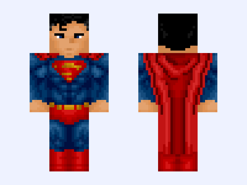 Superman | Clark Kent Minecraft skin, classic model, front and back view