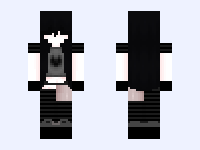 tiny egirl Minecraft skin, slim model, front and back view