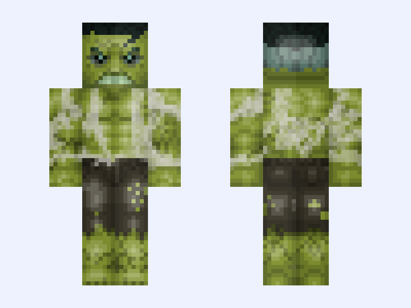 (Torn Shirt) Savage Hulk: Spider-Man: Brand New Day (Bruce Banner: Marvel Studios: 2026) Minecraft skin, classic model, front and back view