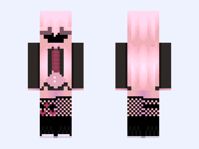 (((ＵωＵ *( GIRL )* ＵωＵ))) Minecraft skin, slim model, front and back view