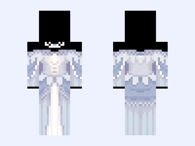 (V1) ⚜️🪽Angel Royalty🪽⚜️ white blue heaven light gown dress Minecraft skin, slim model, front and back view