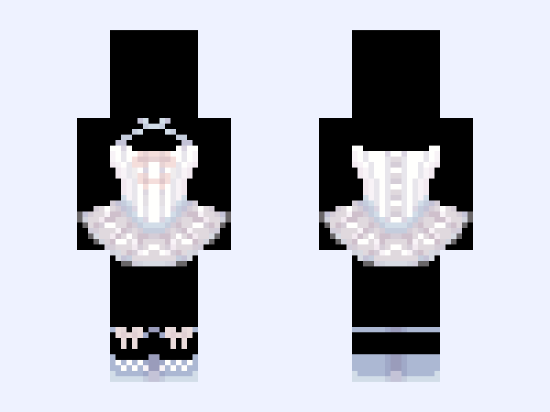 (V2) ⚜️🪽Angel Royalty🪽⚜️ white blue heaven light ballerina dress Minecraft skin, slim model, front and back view