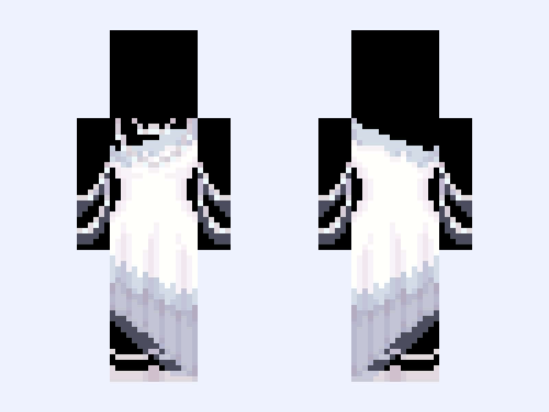 (V3) ⚜️🪽Angel Royalty🪽⚜️ white blue heaven light gown dress Minecraft skin, slim model, front and back view