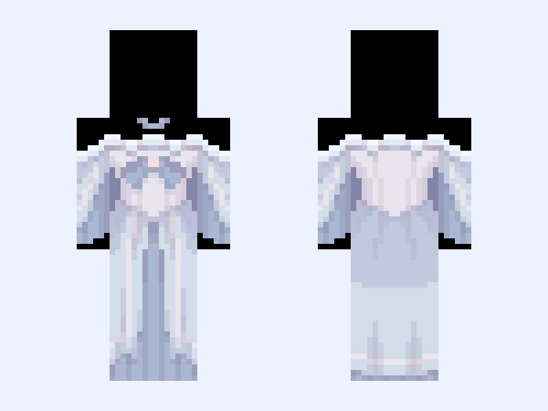 (V5) ⚜️🪽Angel Royalty🪽⚜️ white blue heaven light bow dress gown Minecraft skin, slim model, front and back view