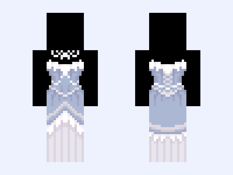 (V8) ⚜️🪽Angel Royalty🪽⚜️ white blue heaven light dress gown Minecraft skin, slim model, front and back view