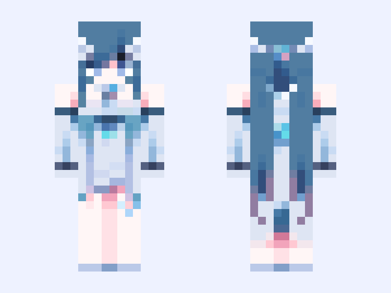 原神:沃雅妮莎(Vodyanitsa) Minecraft skin, slim model, front and back view