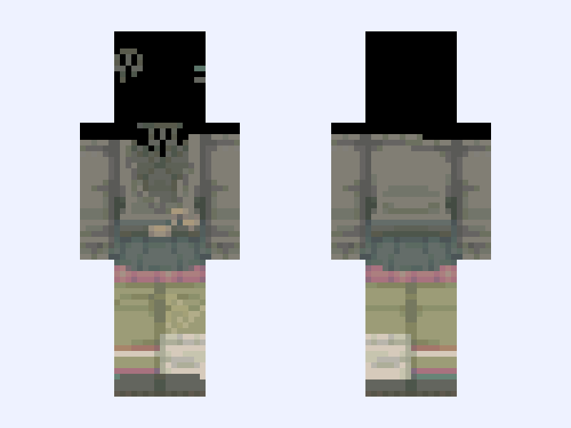 Whimsical Green 『 Base 』 Minecraft skin, slim model, front and back view