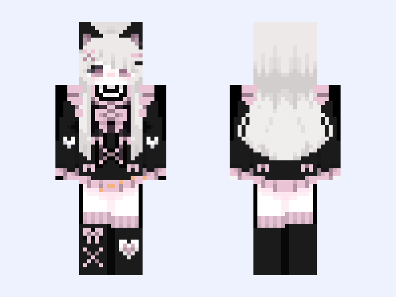 White and Black #EA14 Minecraft skin, slim model, front and back view
