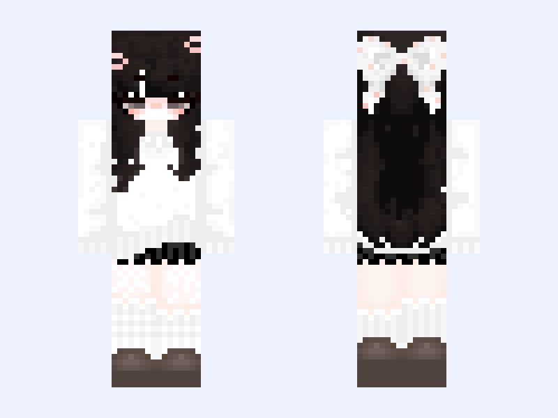 White and Black Minecraft skin, slim model, front and back view