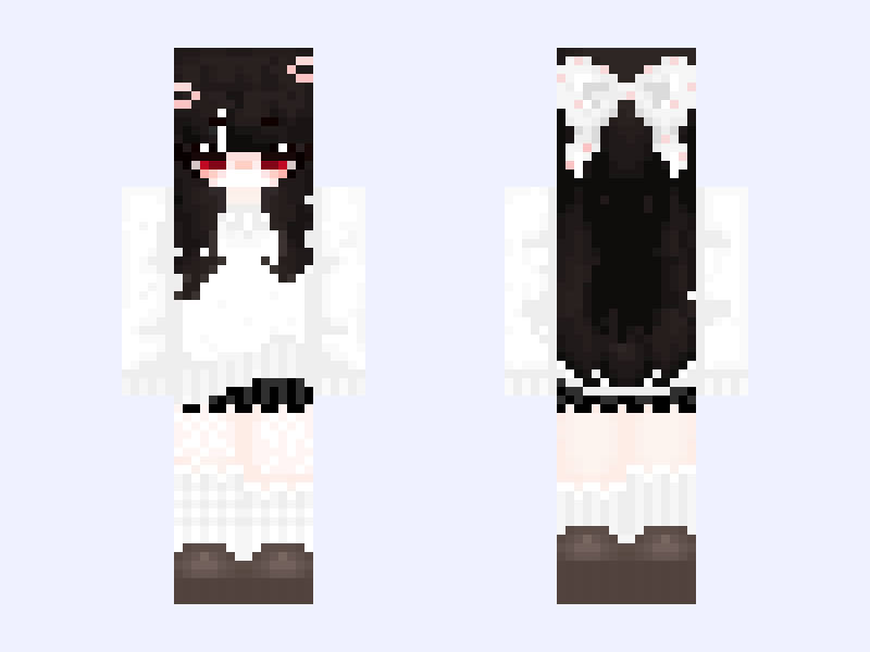 White and Black #840A Minecraft skin, slim model, front and back view