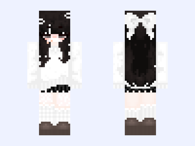 White and Black #A64F Minecraft skin, slim model, front and back view