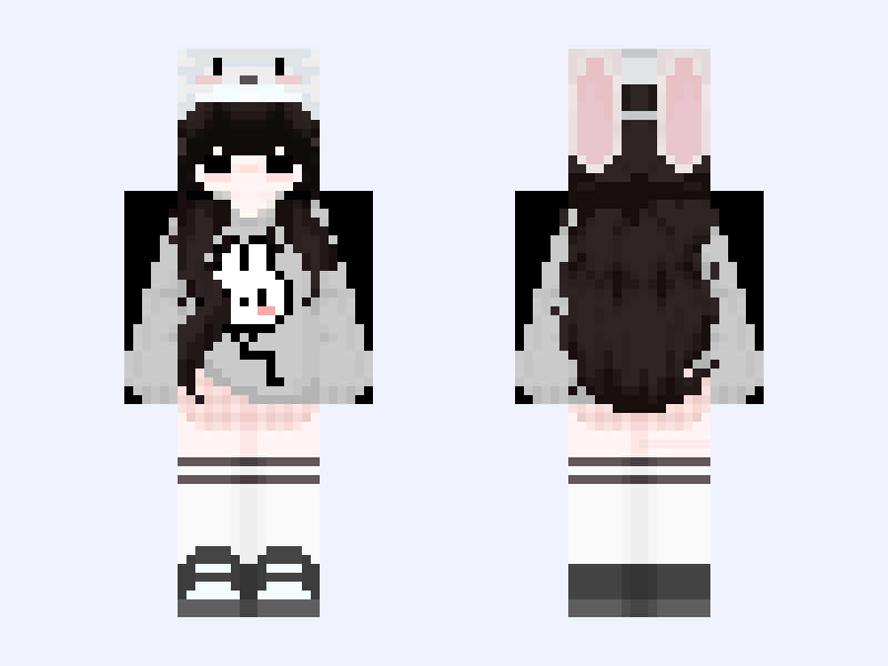 White and Black #D00E Minecraft skin, slim model, front and back view