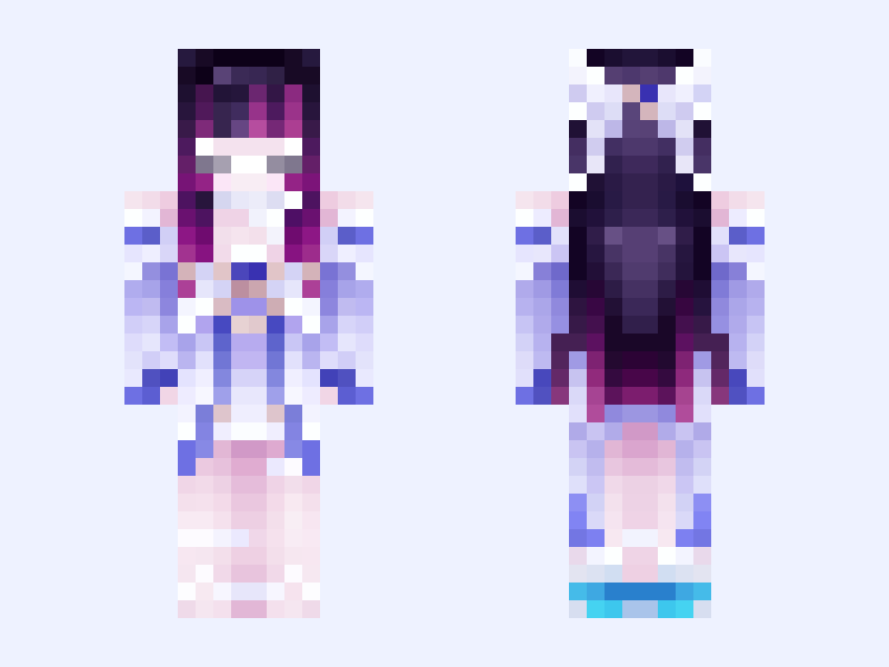 White and Black #7DBB Minecraft skin, slim model, front and back view