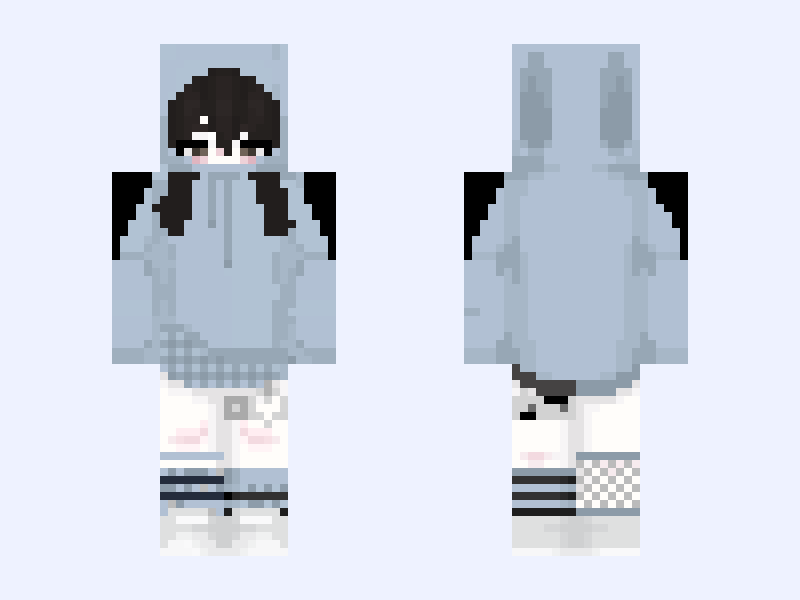 White and Gray Minecraft skin, slim model, front and back view