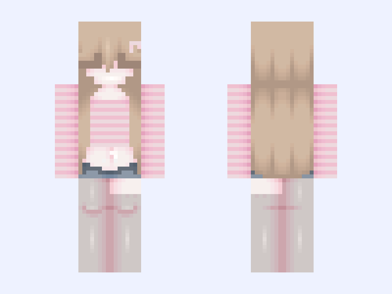 White and Gray #BFE0 Minecraft skin, slim model, front and back view