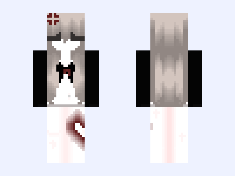 White and Gray #801C Minecraft skin, slim model, front and back view