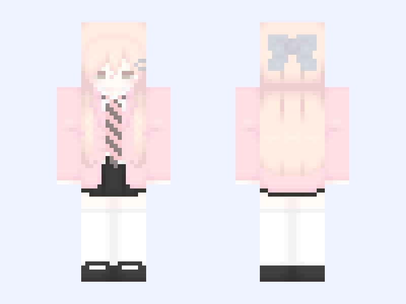 White and Gray #E401 Minecraft skin, slim model, front and back view