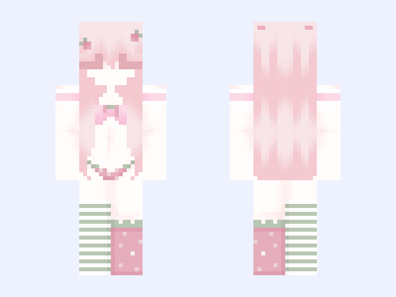 White and Pink Minecraft skin, slim model, front and back view