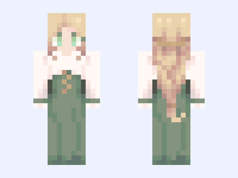 wip Minecraft skin, slim model, front and back view